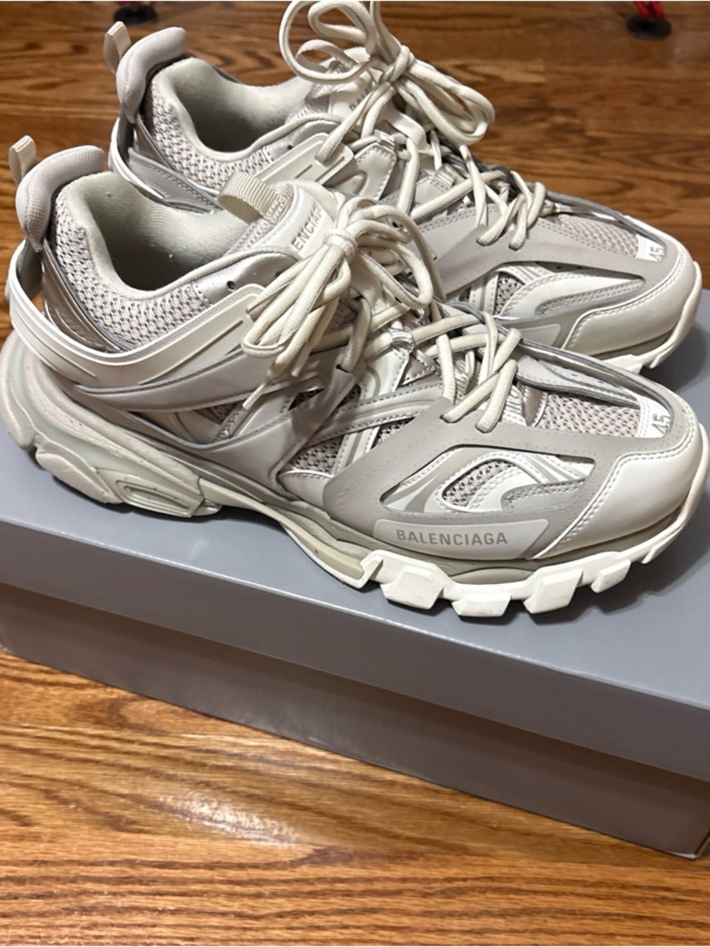 Balenciaga Neutral Layered Track Sneakers in Beige - Picture 2 of 7